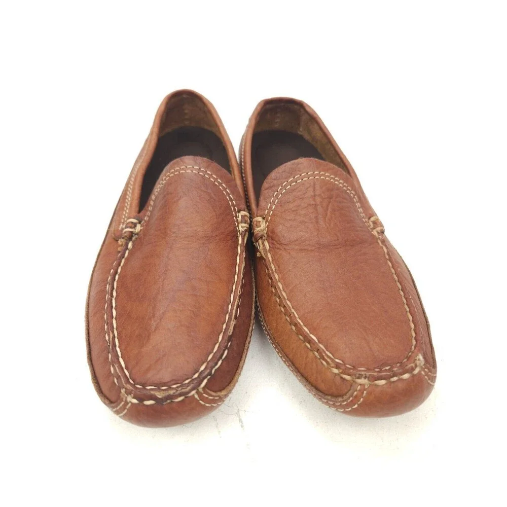 Duluth Trading Co Brown Pebble Leather Driving Loafer Men's 8 W 43183